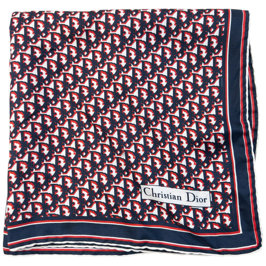 Vintage 2000s Dior Monogram Silk Scarf | O/S, Navy