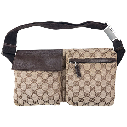 Vintage 2000s Gucci Monogram Crossbody Bag | O/S, Beige