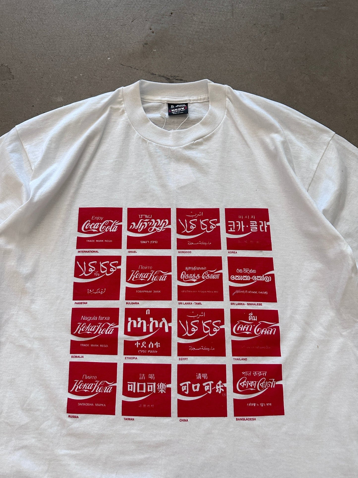 1990's Coca-Cola Pop Art Languages T-Shirt - XL | Default Title, Red
