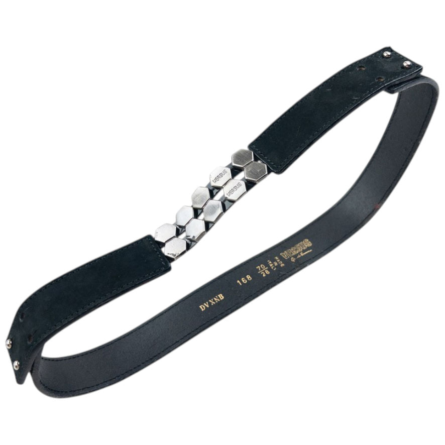 Vintage 90s Versace Versus Leather Belt Size W25 | O/S, Black