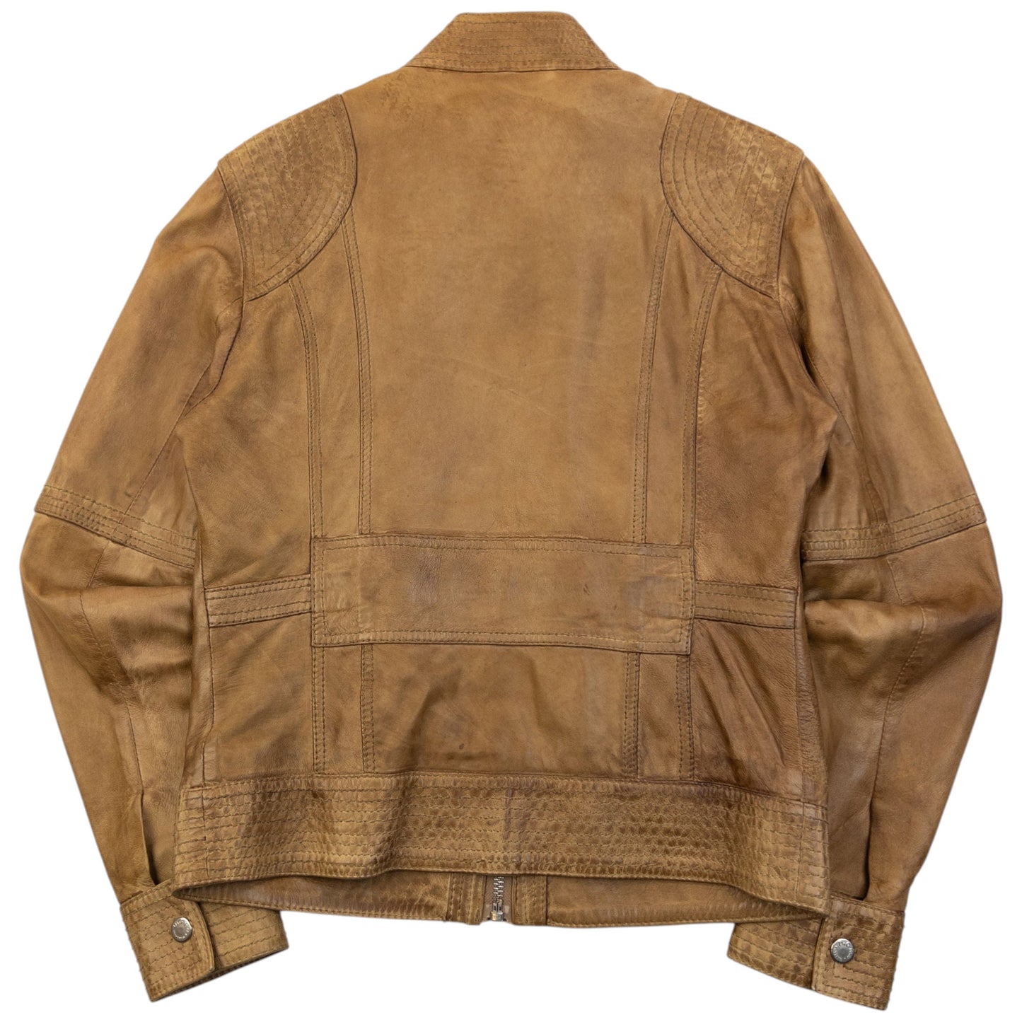 Vintage 2000s Dolce & Gabbana Zip Up Leather Jacket Size S | Small, Brown