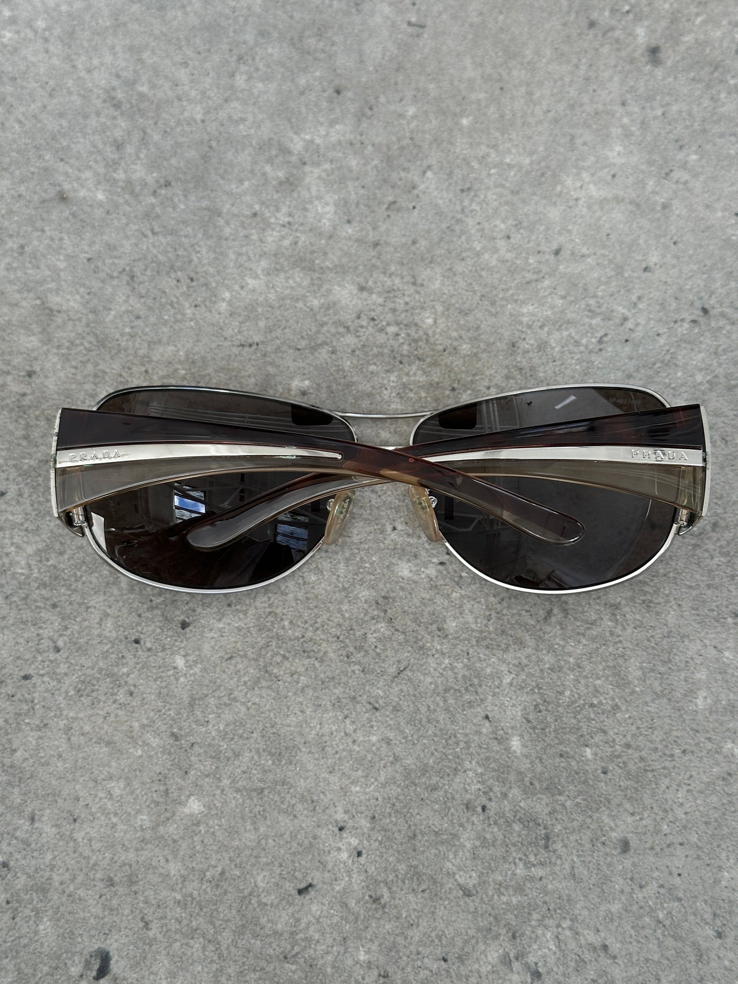 Prada 1990s Aviator Shield Logo Sunglasses