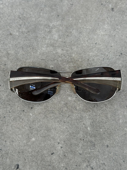 Prada 1990s Aviator Shield Logo Sunglasses