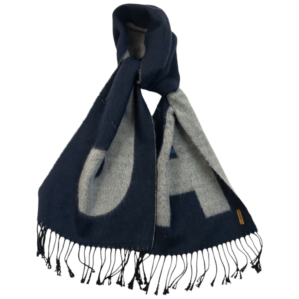 Vintage 2000s Armani Jeans Wool Tassel Scarf | O/S, Navy
