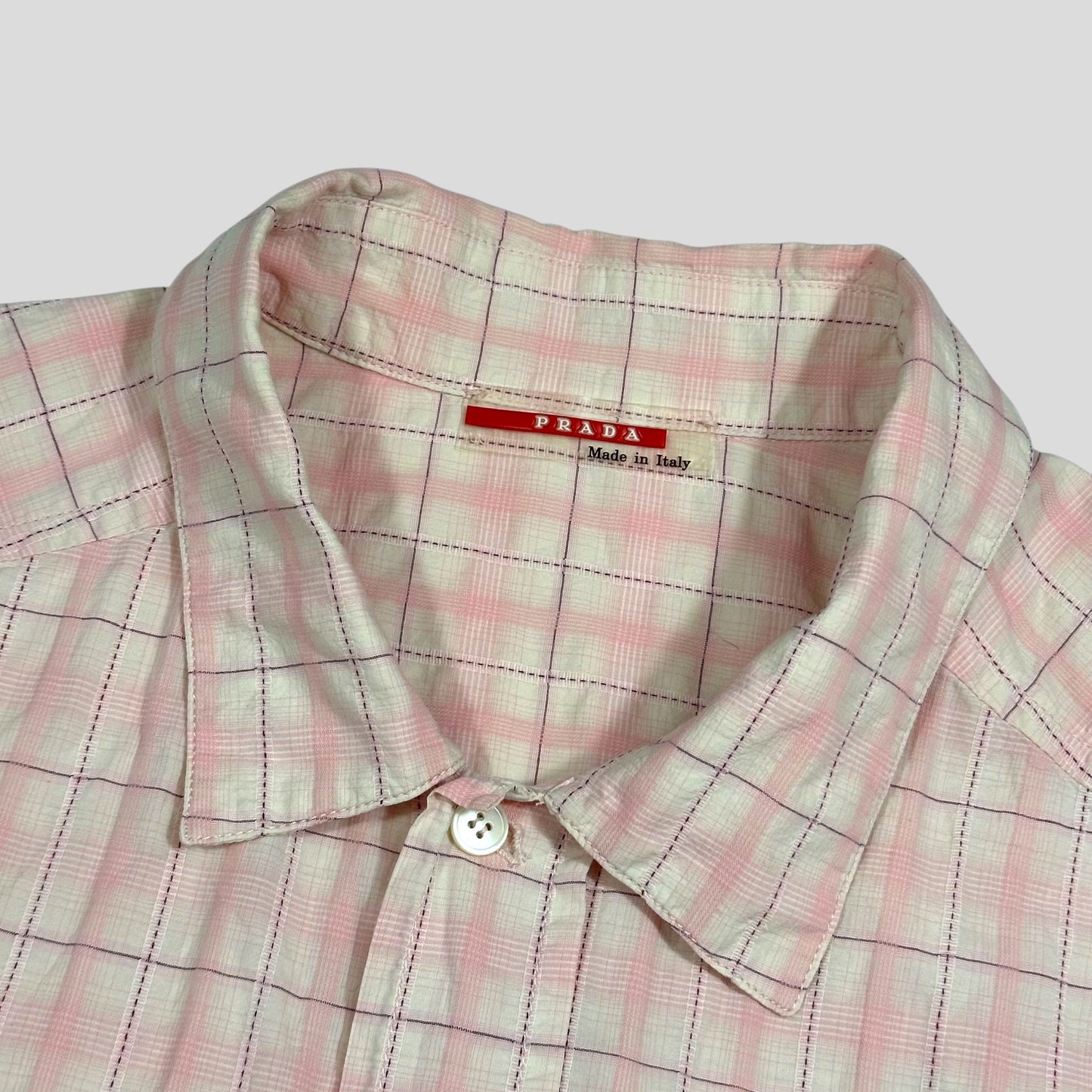 Prada Sport 00’s Pink Tartan Checker Ventilated Shirt - L/XL | Default Title, Multicoloured