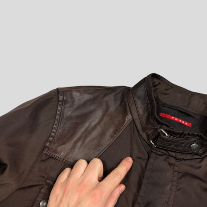 Prada Sport 2008 Nylon & Leather Hybrid Moto Field Jacket - IT54 (L) | Default Title, Brown
