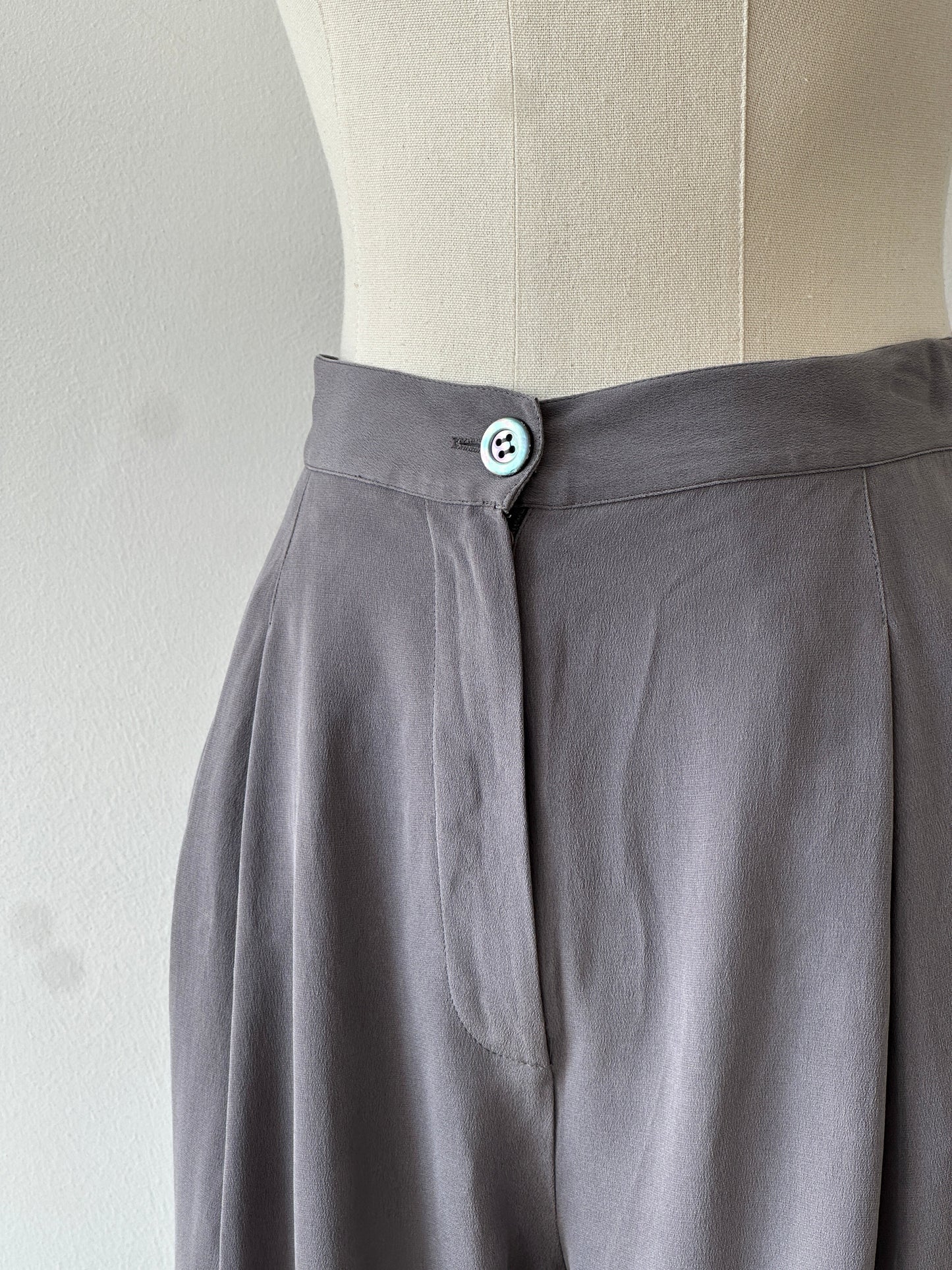 Vintage 1990s Pure Silk Tapered Leg Tailored Trousers - W25