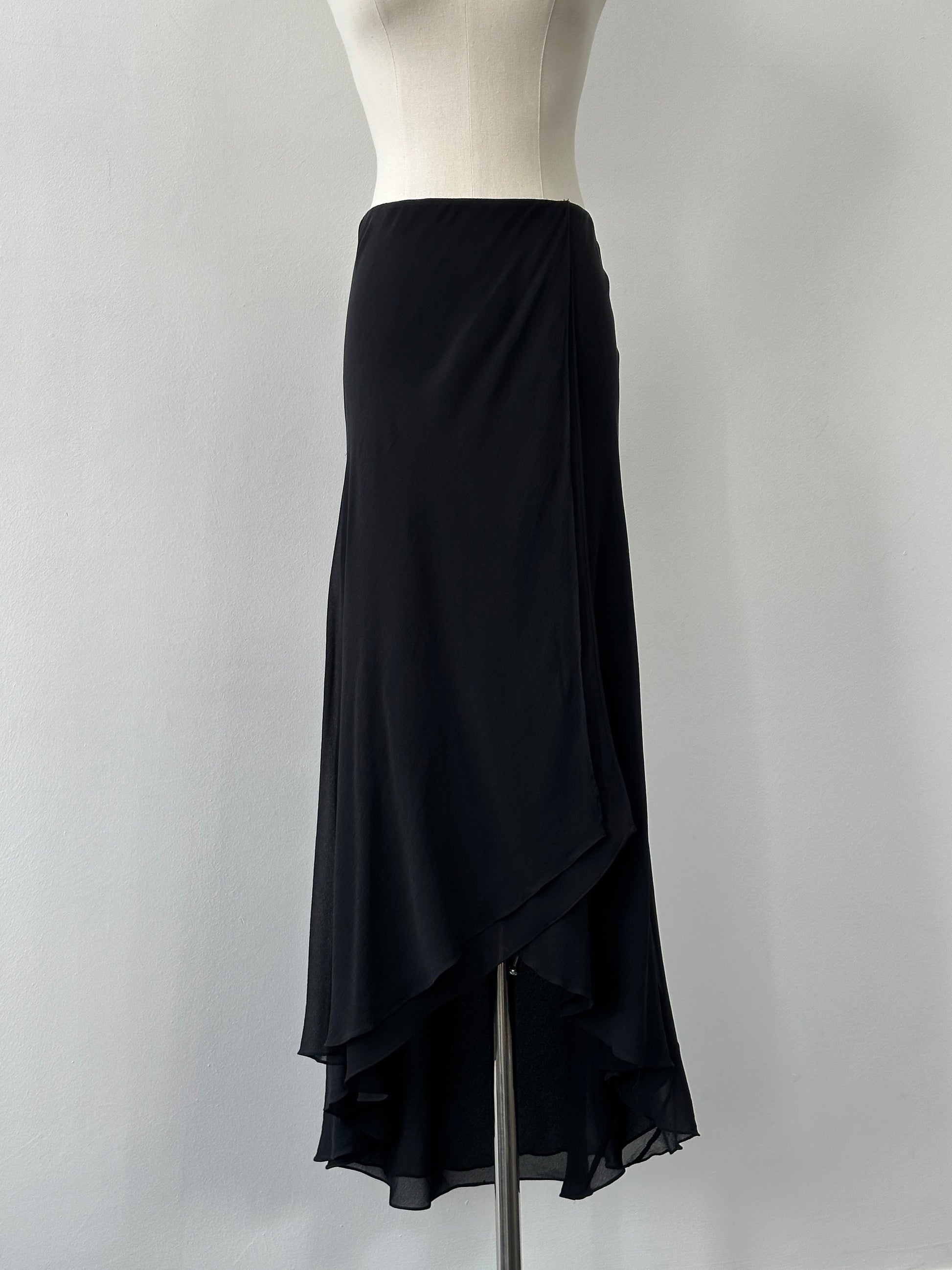 Ralph Lauren 2000s Pure Silk Wrap Maxi Skirt - W32