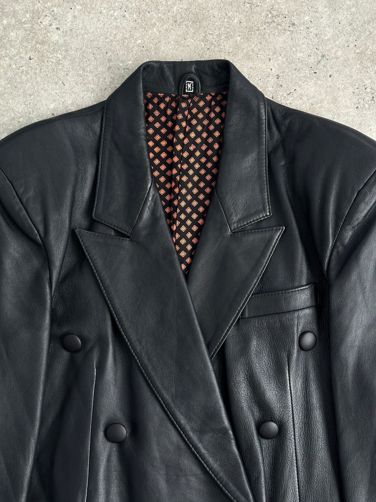 Vintage Double Breasted Leather Blazer Jacket - L