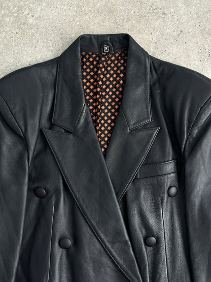 Vintage Double Breasted Leather Blazer Jacket - L