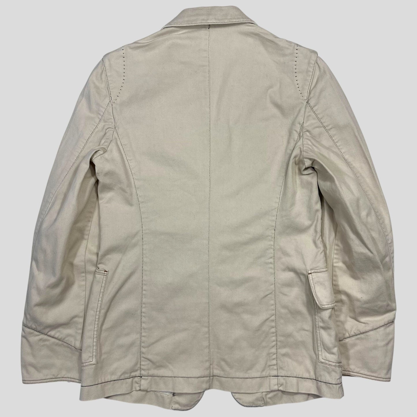 Miu Miu 00’s Contrast Stitch Cotton Cowboy Blazer Jacket - IT50 | Default Title, Multicoloured