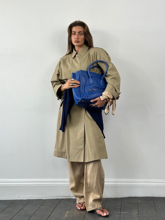 Vintage 1980s Nova Check Belted Trench Coat - M