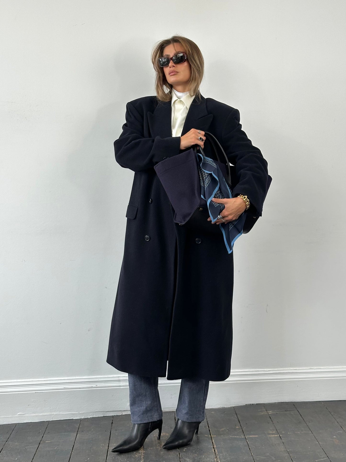 Pierre Cardin 1990s Wool Cashmere Double Breasted Floor Length Coat - XL