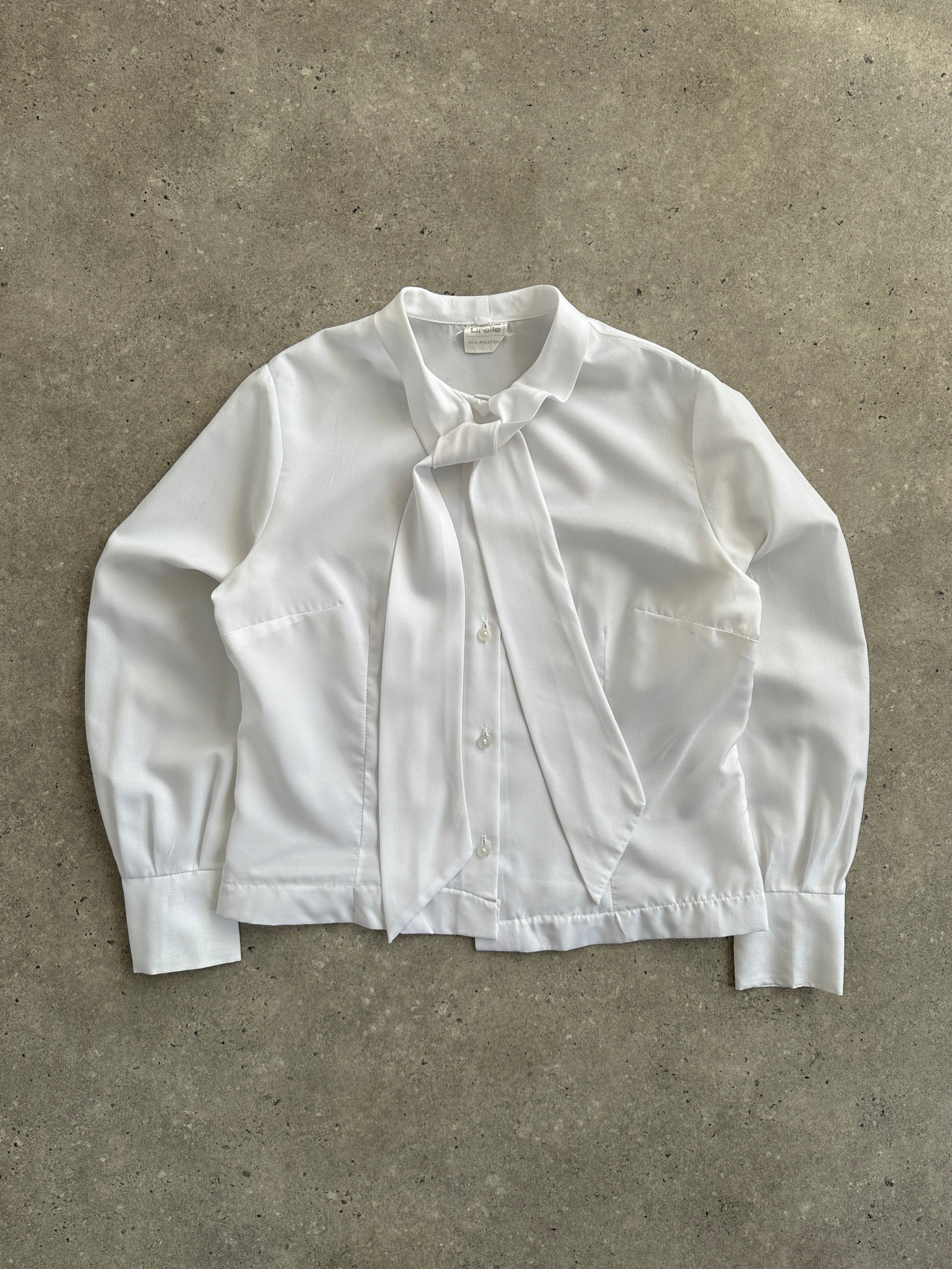 Vintage 1980s neck tie shirt, S/M size, featuring retro patterns and classic collar, made by Vintage.