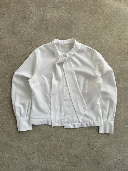 Vintage 1980s neck tie shirt, S/M size, featuring retro patterns and classic collar, made by Vintage.