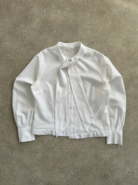 Vintage 1980s neck tie shirt, S/M size, featuring retro patterns and classic collar, made by Vintage.
