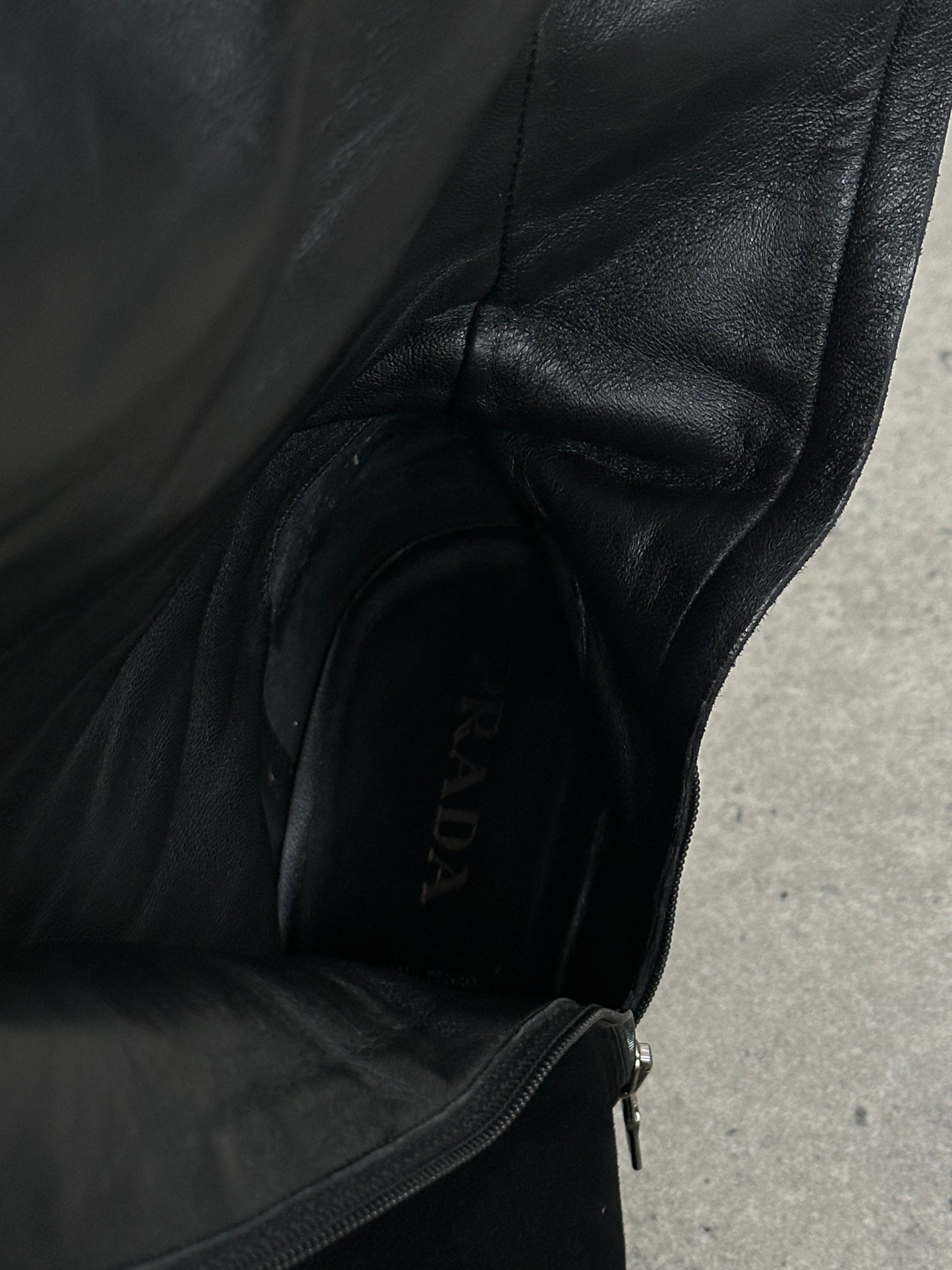 Prada 2000s Suede Square Toe Heeled Knee Boots - UK 7.5 / EU 40.5