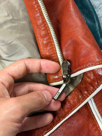 Just Cavalli 2005 Leather Panelled Moto Racer Jacket - M | O/S, Red