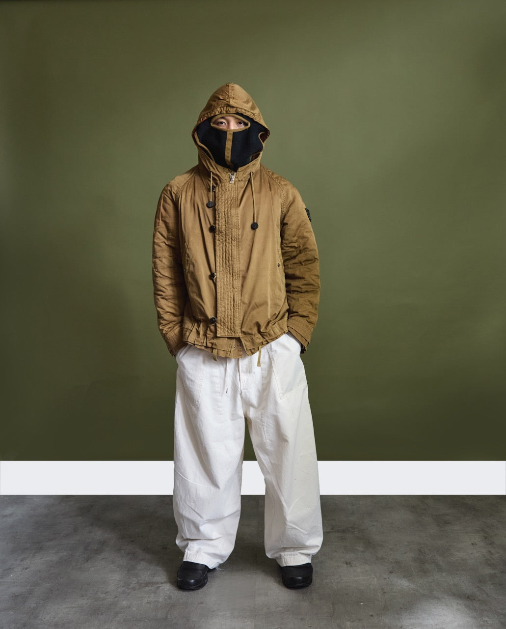 1990s Stone Island Balaclava Hooded Raso Gommato with Removeable Dutch Rope Liner