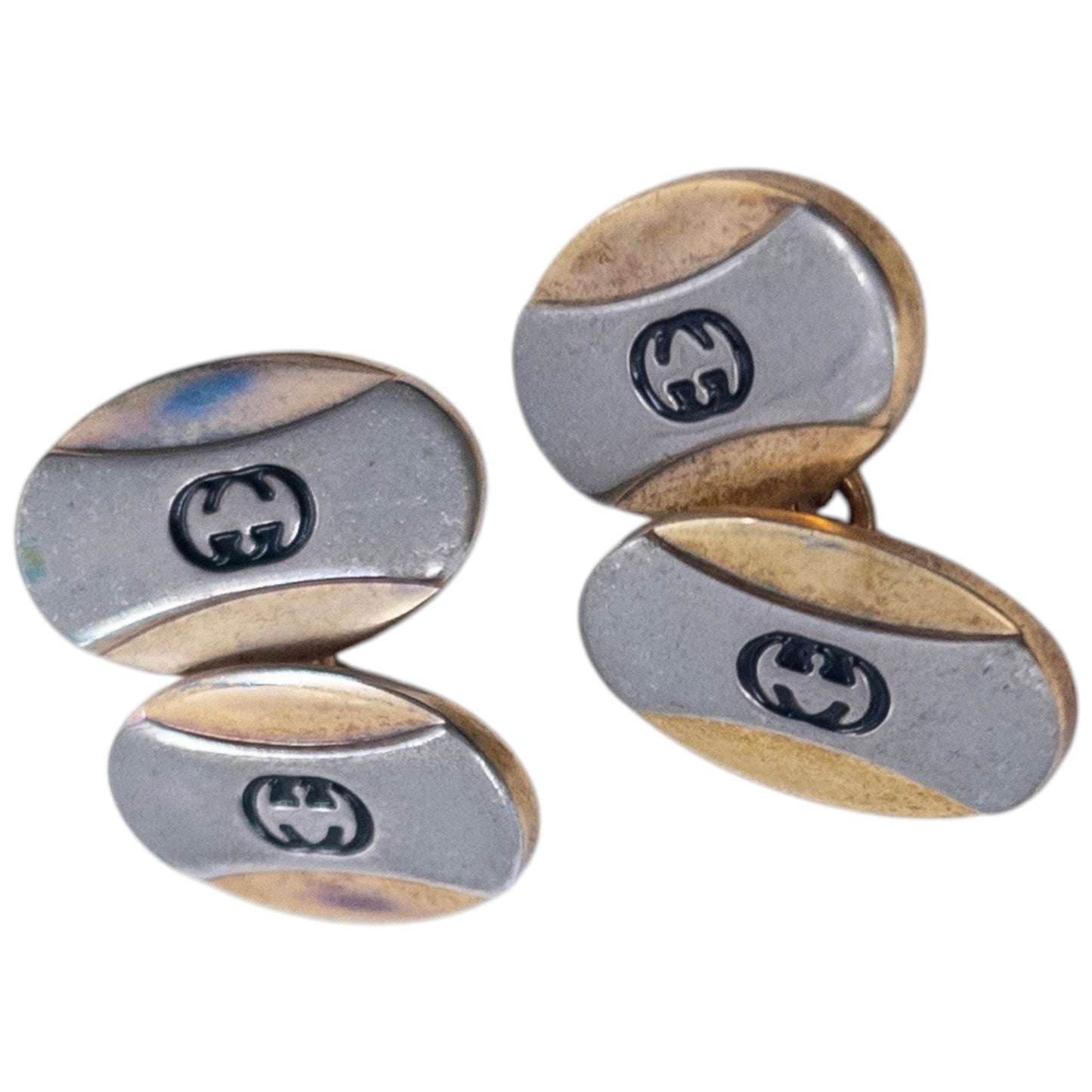 Vintage 80s Gucci Embossed Chain Link Cuff Links | O/S, Gold