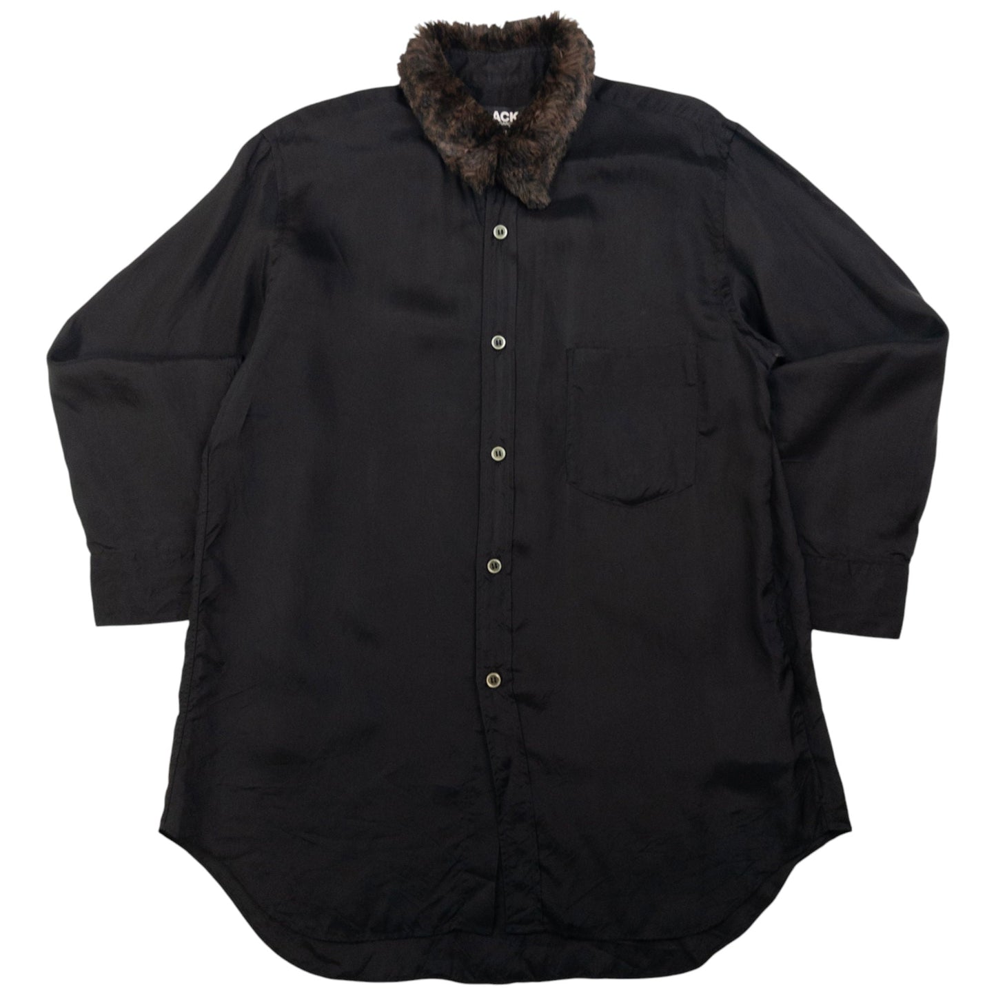 Vintage Comme Des Garçons BLACK Fur Collar Button Up Shirt Size S