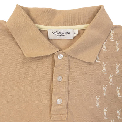 Vintage 2000s YSL Yves Saint Laurent Embroidered Polo Shirt Size M | Medium, Beige