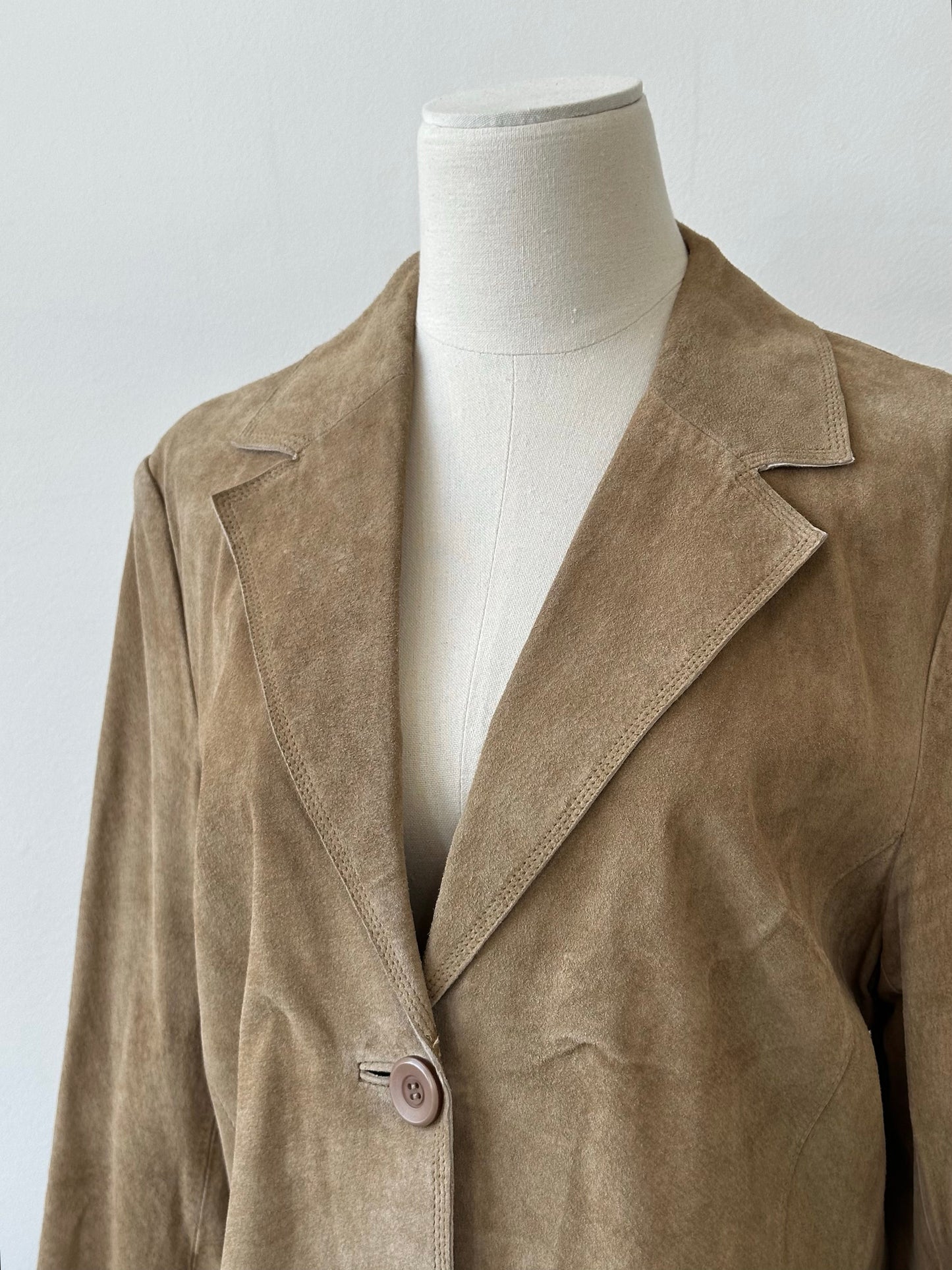 Vintage 1990s Suede Single Breasted Trench Coat - M