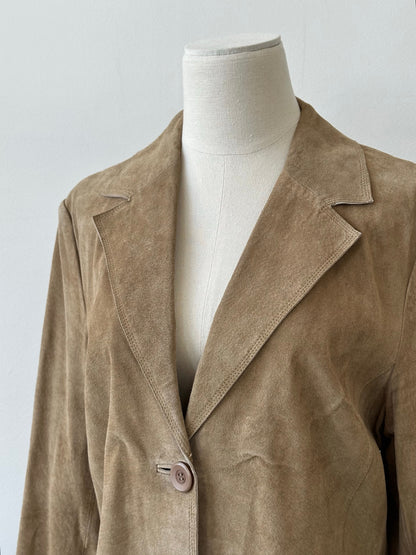 Vintage 1990s Suede Single Breasted Trench Coat - M