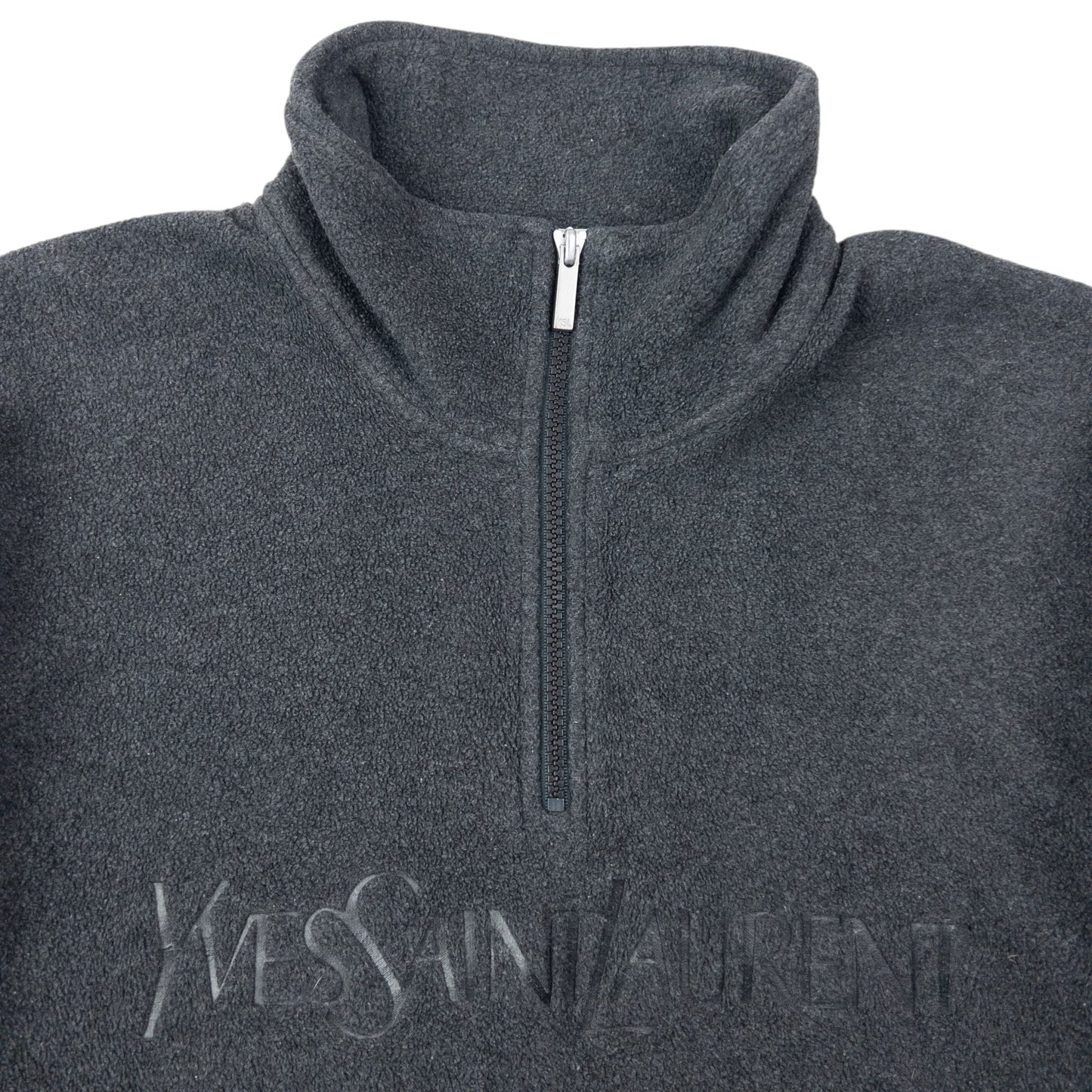 Vintage 2000s YSL Yves Saint Laurent Q Zip Fleece Sweatshirt Size M | Medium, Grey