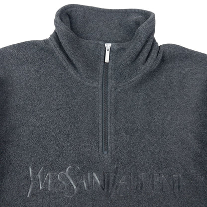 Vintage 2000s YSL Yves Saint Laurent Q Zip Fleece Sweatshirt Size M | Medium, Grey