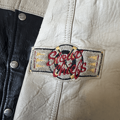 Avirex 'Sioux Chiefs' Leather Varsity Jacket - M | Medium, Black