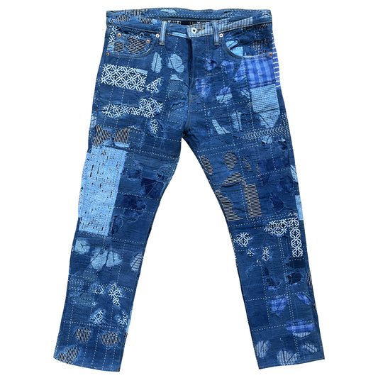 Indigo Boro Sashiko Distressed 501 Jeans - W32"