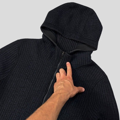 Stone Island AW04 Heavy Ribbed Knit Spellout Hoodie Jacket - M | Default Title, Navy