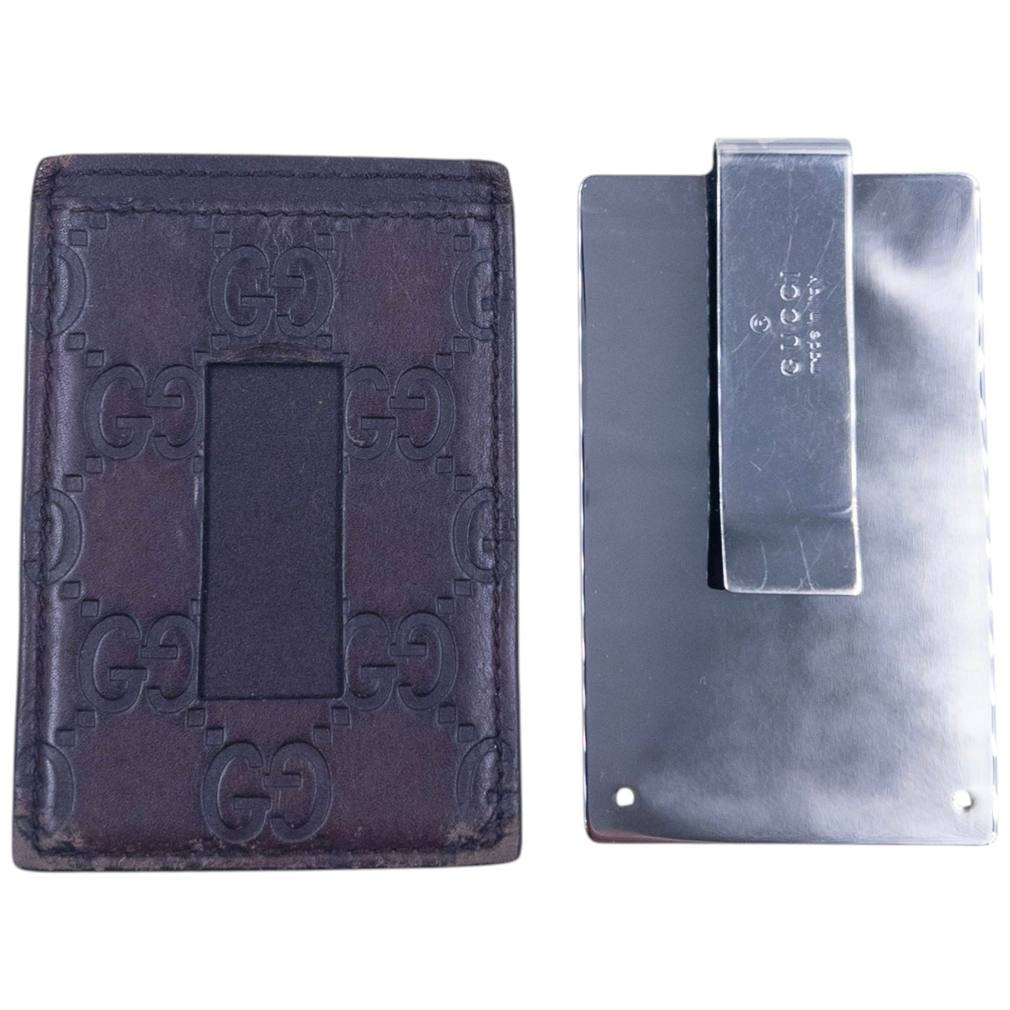 Vintage Gucci Monogram Leather Card Holder / Money CLip