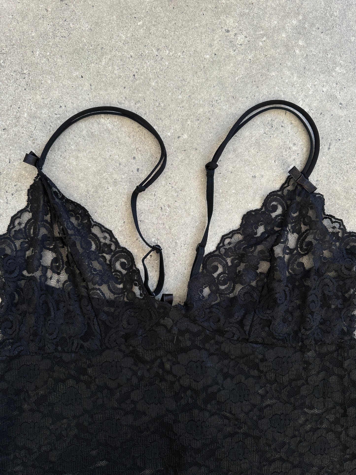 Vintage 1990s Sheer Lace Mini Slip Dress - L