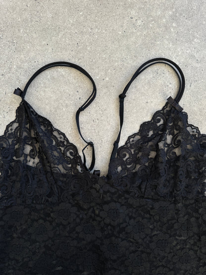 Vintage 1990s Sheer Lace Mini Slip Dress - L