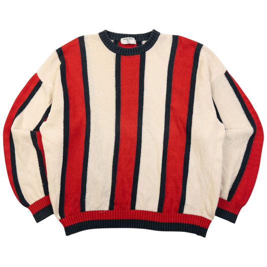 Vintage 90s Valentino Striped Jumper Size M | Medium, Red, Navy, Cream
