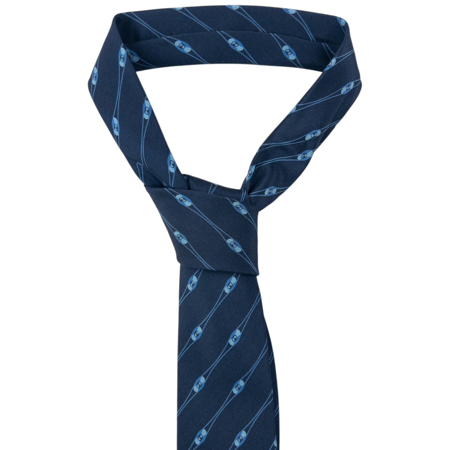 Vintage 90s Gucci Striped Monogram Silk Tie | O/S, Navy
