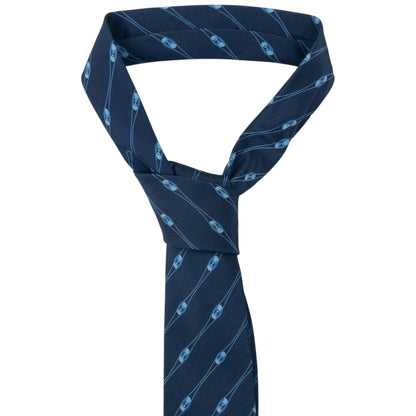 Vintage 90s Gucci Striped Monogram Silk Tie | O/S, Navy