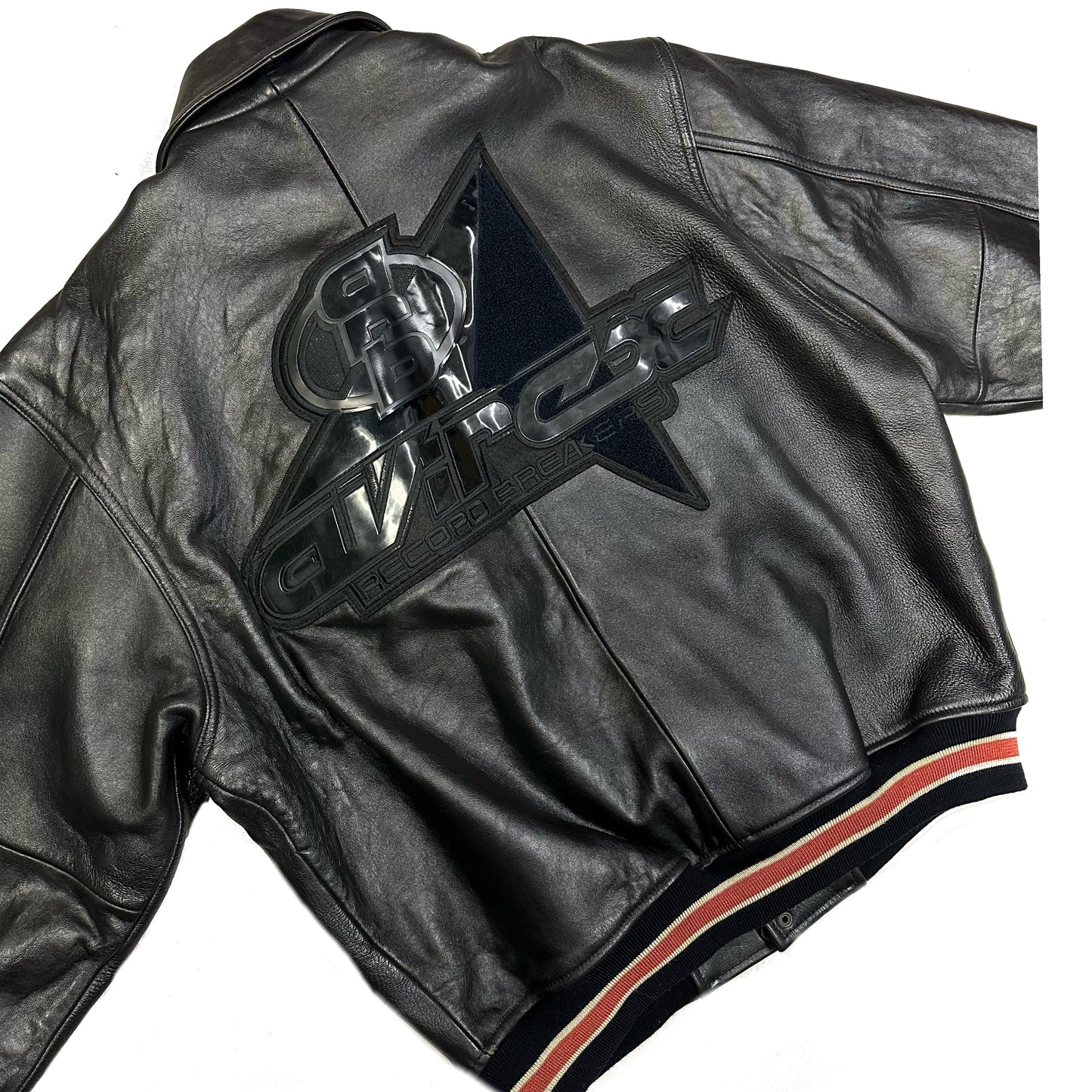 Avirex Record Breakers Leather Jacket In Black ( L )