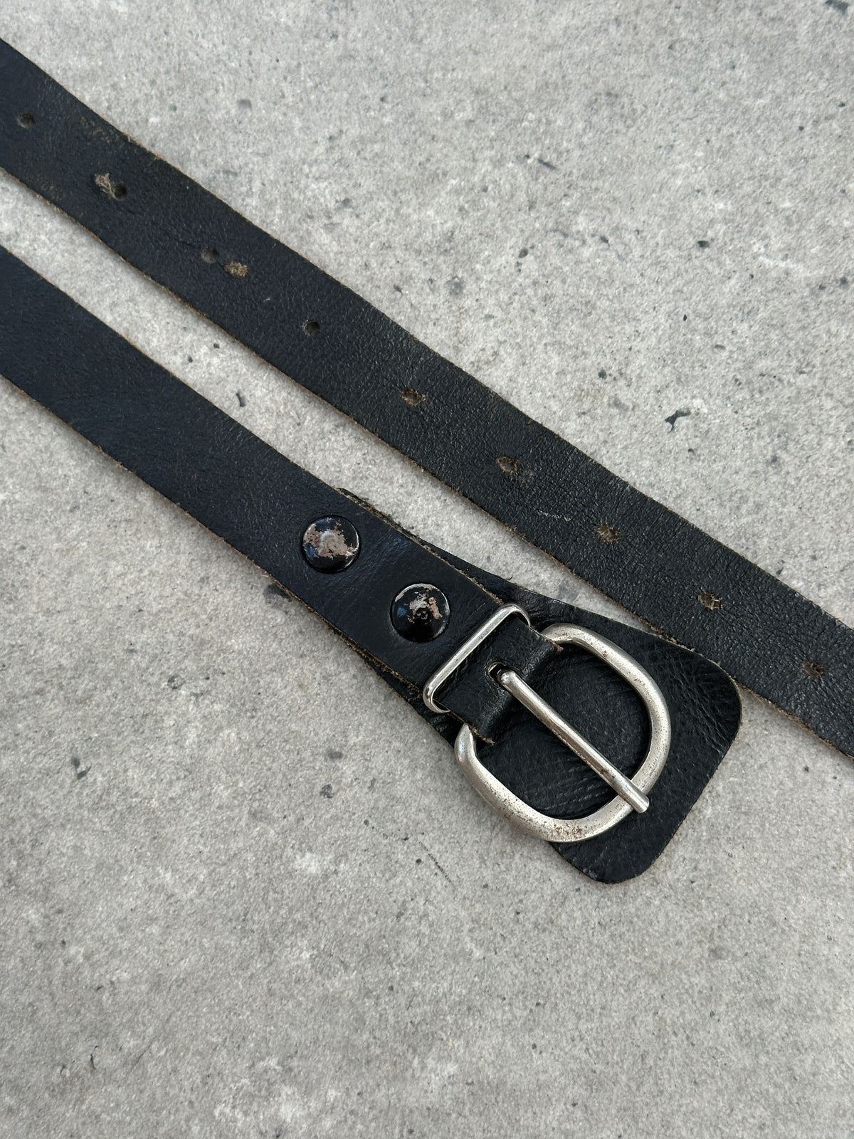 Vintage 1990s Leather Double Wrap Slim Belt - W22-26