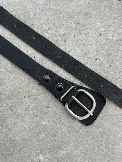 Vintage 1990s Leather Double Wrap Slim Belt - W22-26
