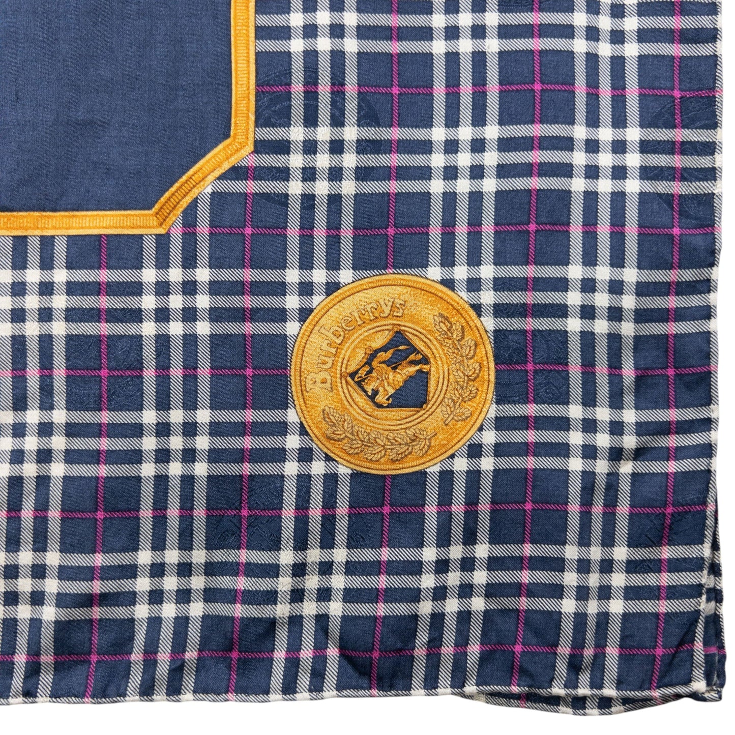 Vintage 90s Burberry Nova Check Silk Scarf | O/S, Navy