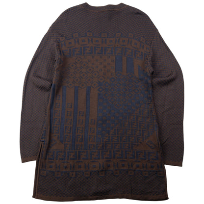 Vintage 90s Fendi Pattern Cardigan Womens Size M | Medium, Brown