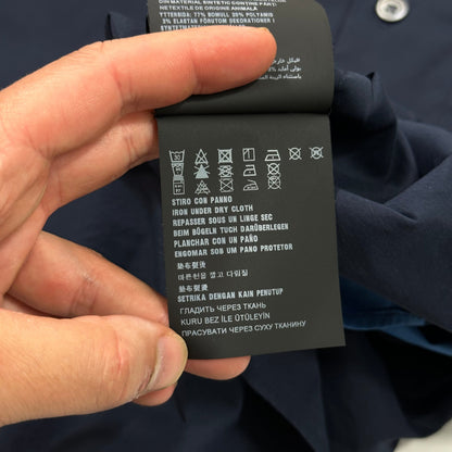 Prada Milano 2018 Rubber Logo Tech Stripe Shirt - L | Navy