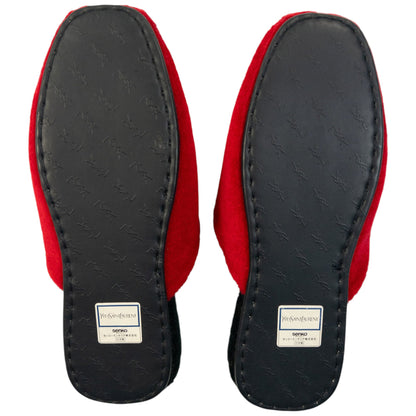 Vintage 80s YSL Yves Saint Laurent Embroidered Fleece Slippers Womens Size 6 | ONE SIZE, Gold