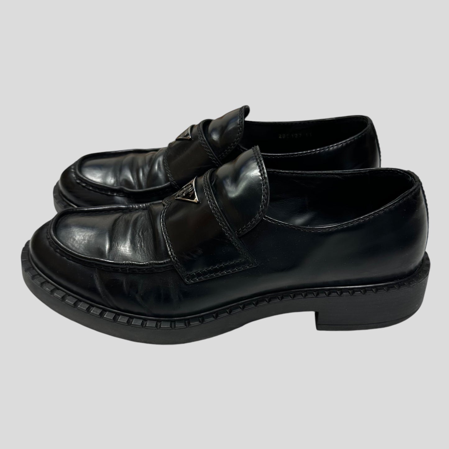 Prada Milano 2022 Black Brushed Leather Loafers - UK11/11.5