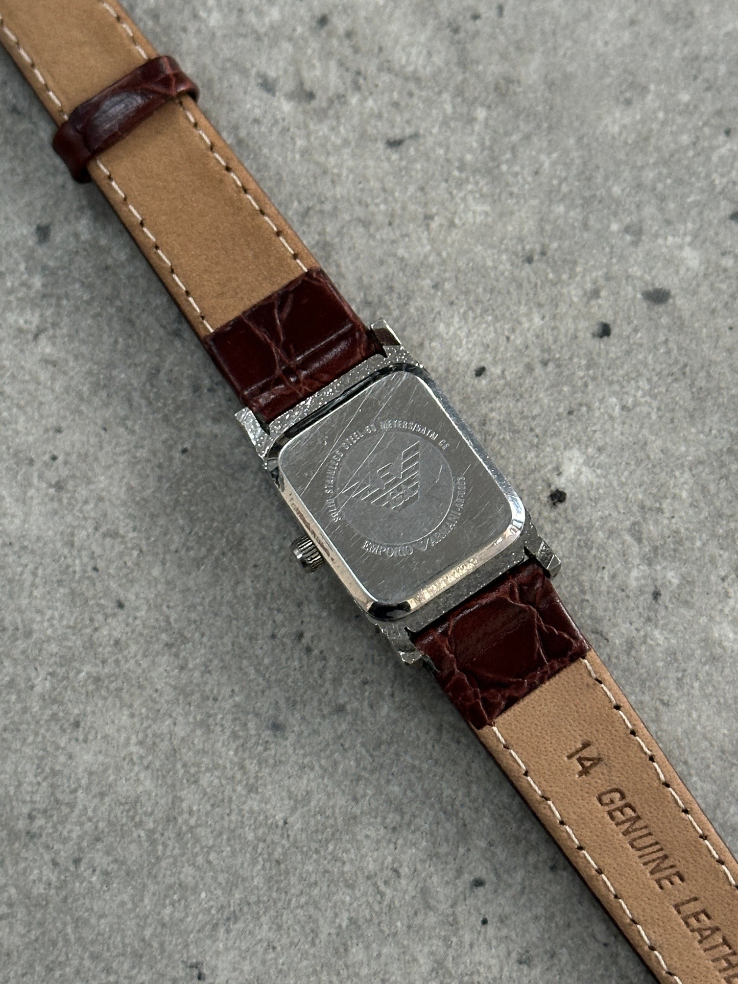 Emporio Armani 1990s Stainless Steel Leather Watch