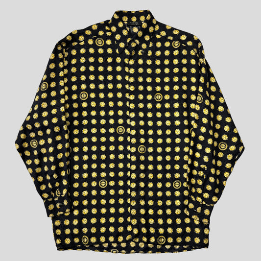 Versace V2 Classic 90’s Silk Sun Print Shirt - XS (M) | Medium, Black