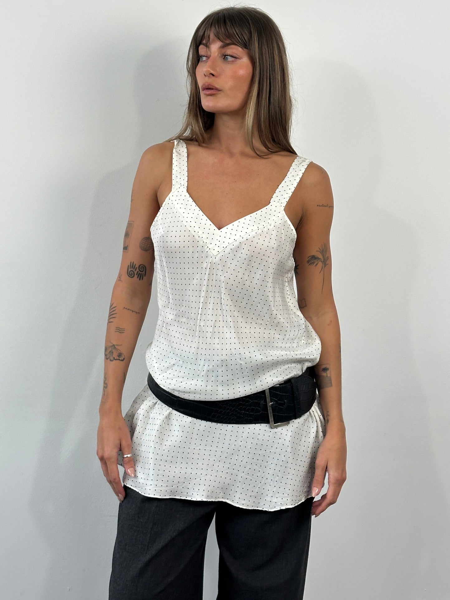 Vintage 2000s Pure Silk Polkadot Mini Dress - M/L